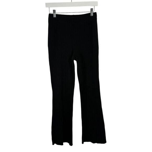 Vince Rib Flared Pant Black Pull On Stretch High Rise Capsole Womens Size Small - Picture 2 of 7